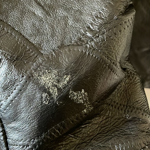 Gorgeous vintage 1990s leWorld leather patchwork belted jacket L - Picture 11 of 14